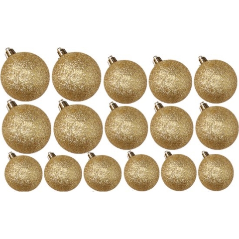 Kerstversiering set glitter kerstballen in het goud 6 - 8 - 10 cm pakket - 50x stuks