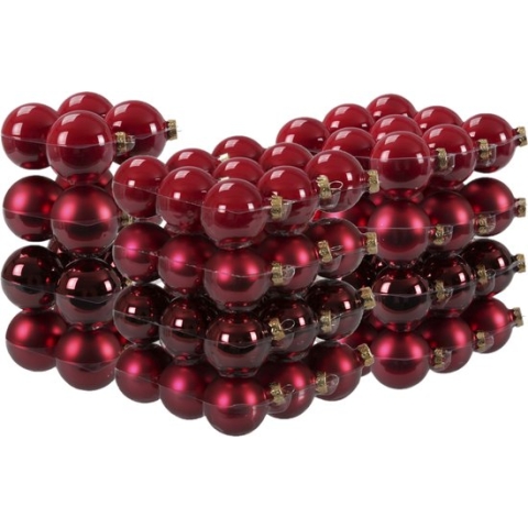 88x stuks glazen kerstballen rood/donkerrood 4, 6 en 8 cm mat/glans - Kerstversiering/kerstboomversiering