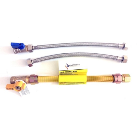 Wagaparts Aansluitset - Voor Diverse Geisers - Flexibele Pijp - ½” Koppeling - Binnendraad.