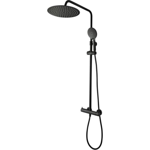Tiger Twiss Doucheset - Regendouche Ø 30 cm - Handdouche Ø 12 cm - Met thermostaatkraan - 3 standen - Mat zwart