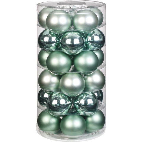60x Mint groene glazen kerstballen 6 cm glans en mat - Kerstboomversiering mint groen