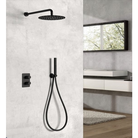 WEBO Atlanta regendoucheset - Inbouw - Mat zwart - Doucheset - 25cm - Stortdouche - Complete doucheset - Handdouche