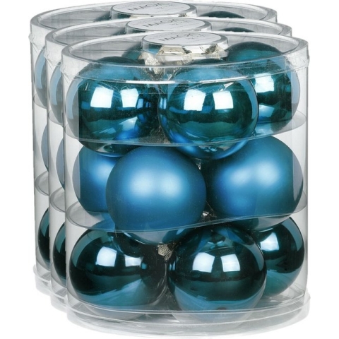 36x stuks glazen kerstballen diep blauw 8 cm glans en mat - Kerstboomversiering/kerstversiering