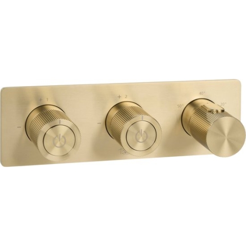 Ben Engraved Line thermostaat afbouwdeel met omstelrichting Geborsteld messing