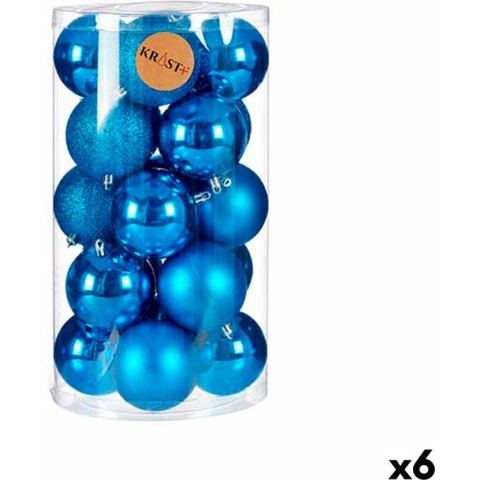 Set kerstballen Blauw Plastic 8 x 9 x 8 cm (6 Stuks)