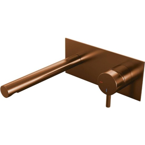 Wastafelkraan Inbouw Brauer Copper Edition S5 Coldstart Mengkraan Rond Geborsteld Koper PVD 1 Greeps met Achterplaat