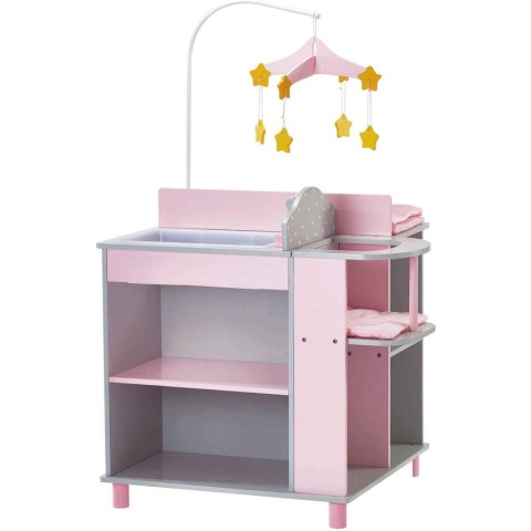 Teamson Kids Veranderen Station Voor Babypoppen - Accessoires Voor Poppen - Kinderspeelgoed - Roze/Blauw/Grijs