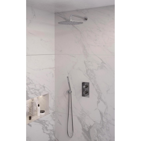 Inbouw Regendouche Set Brauer Chrome Edition Gebogen Wanduitloop Ronde Hoofddouche 30 cm