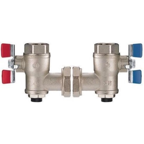 2 x haakse afsluitkraan met trad. sluiting voor PREMIX 3/4