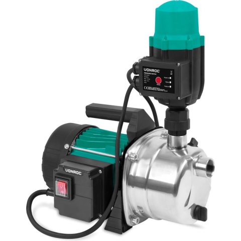 VONROC Hydrofoorpomp / Automatische pomp - 1000W - 3500l/h - Met drukschakelaar - droogloopbeveiliging - Voor besproeien en huishoudwater