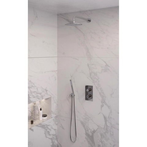 Inbouw Regendouche Set Brauer Chrome Edition Gebogen Wanduitloop Ronde Hoofddouche 20 cm