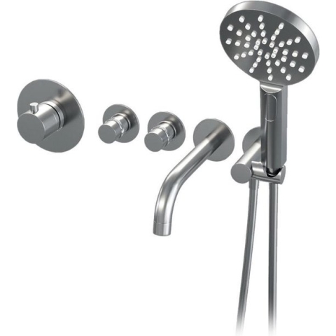 Brauer Chrome Edition inbouw badthermostaat met uitloop - chroom - ronde handdouche