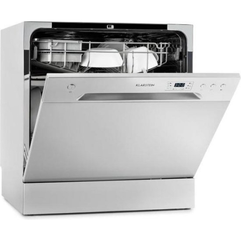 Klarstein Amazonia 8 Vaatwasser Mini Vaatwasser - 1620 Watt - Voor 8 Couverts - Geluidsniveau: 49 Db - Staand - Aquastop - Zilver