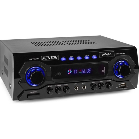 Karaoke versterker - Fenton AV460 - Bluetooth & 2 microfooningangen met echo en delay effect - 500W