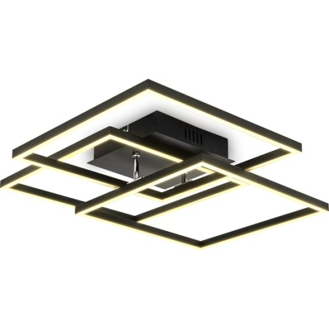 B.K.Licht - LED Frame Plafondlamp - zwart - l: 56.8cm - 3.000K - 40W