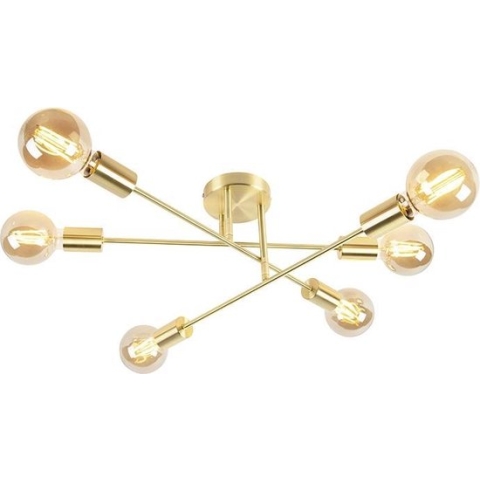 QAZQA sydney - Industriele Plafondlamp - 6 lichts - Ø 550 mm - Messing - Industrieel - Woonkamer | Slaapkamer | Keuken
