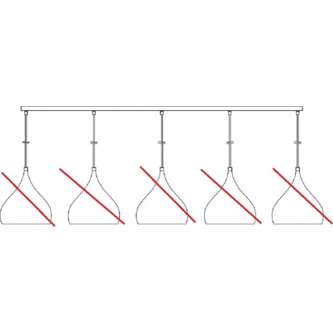 Losse opbouw basis voor pendels 5x, wit, 180cm