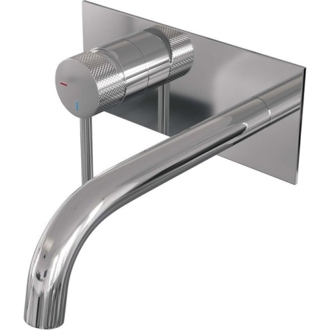 Brauer Carving Inbouw Wastafelmengkraan Gebogen Uitloop En Afdekplaat A2 Chroom