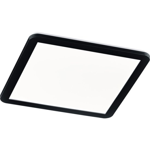 LED Plafondlamp - Torna Campill - 22W - Warm Wit 3000K - Spatwaterdicht IP44 - Dimbaar - Vierkant - Mat Zwart - Kunststof