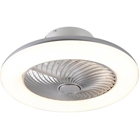 QAZQA clima - Design LED Dimbare Plafondventilator met lamp met Dimmer - 1 lichts - Ø 550 mm - Zilver - Woonkamer | Slaapkamer | Keuken