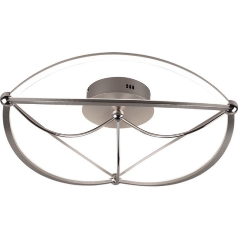 LED Plafondlamp - Plafondverlichting - Torna Charis - 42W - Warm Wit 3000K - Dimbaar - Rond - Mat Nikkel - Aluminium
