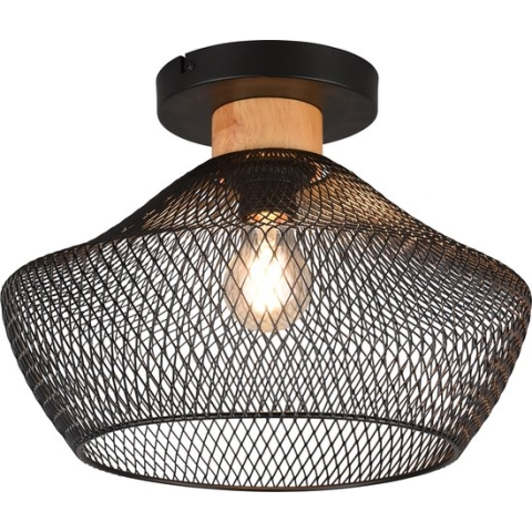 LED Plafondlamp - Plafondverlichting - Torna Jenna - E27 Fitting - Rond - Mat Zwart - Aluminium