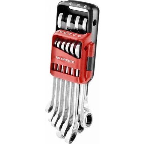 set 10 anti slip steekringratelsleutels, metrisch, in houder