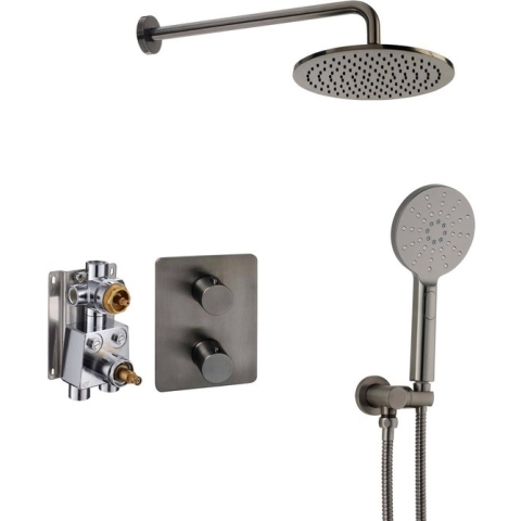 Ben Lavion 250 inbouw regendoucheset met 4 straalsoorten Ø25cm geborsteld zwart
