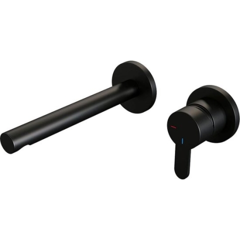 Brauer Black Edition Wastafelmengkraan inbouw - rechte uitloop links - hendel plat smal - model D 1 - mat zwart