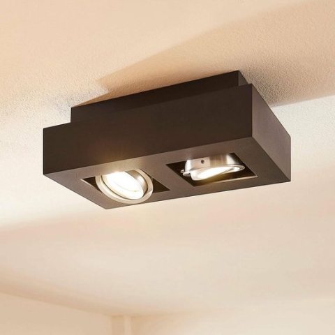 Arcchio - LED plafondlamp - 2 lichts - aluminium - H: 8.5 cm - GU10 - Inclusief lichtbronnen