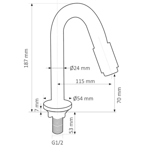 Differnz Fonteinkraan gebogen 19cm mat chroom