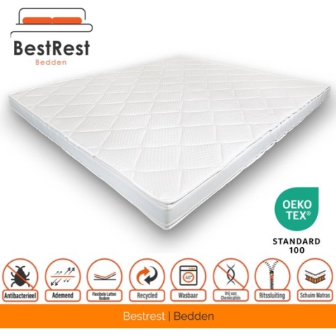Tencel® Bamboo® Topper - Nasa Traagschuim - Topdekmatras XXL Best Quality Ergonomisch - 180x200cm - ca 12cm dik matras