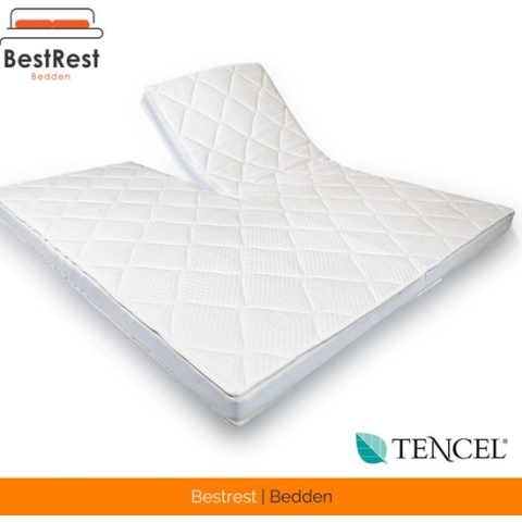 Topdekmatras - 180x210 - (MET SPLIT) Split Topper - Koudschuim - Topmatras - Tencel® Hoes - Wit - Veerkrachtig