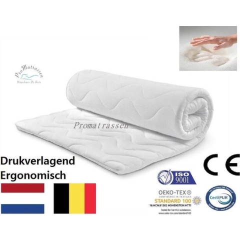 Topdek Matras - Topper  - Topdek -Topdekmatras-70x220-Traagschuim Nasa/Visco-5cm dik