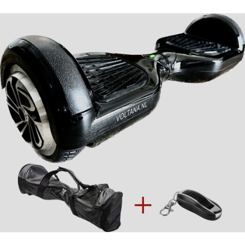 VOLTANA Hoverboard ZWART, BLUETOOTH, TAOTAO, SAMSUNG accu, 700Watt, DRAAGTAS Led verlichting, Afstandsbediening, Aluminium Design velgen, Rubberen bumpers