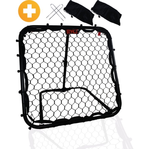 RYCE Ultimate Rebounder - 84x84 cm - Voetbal Trainingsmateriaal - Tchouk - Verstelbaar - Inklapbaar - Voetbal Trainingsmateriaal - Hexagonal Net - Handbal Volleybal - Spullen