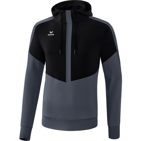 Erima Squad Sweatshirt Met Capuchon Kind Zwart-Slate Grijs Maat 128