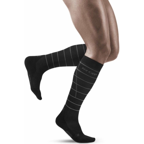 CEP - Reflectie Compressiekousen - zwart - Maat (kuitomtrek): Dames IV: Kuitomtrek 39 - 44 cm