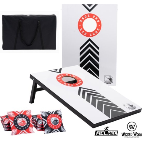 Complete Cornhole Set 90x60 - Red Zone - Met 2 Cornhole Boards - 2x4 Cornhole Zakjes - Inclusief Draagtas