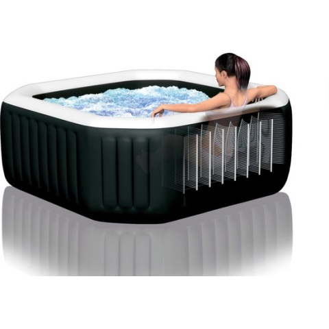 Intex - Jet & Bubble Deluxe - Opblaasbare spa - 218 x 71 cm - Zwart