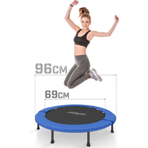 Physionics - Fitness Trampoline met Beschermrand voor Kinderen en Volwassenen - Diameter 96 cm - Voor Binnen en Buiten Gebruik - Maximaal 100 kg - Mini Tuin Trampoline