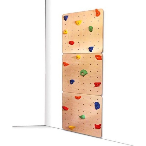 Juliard.Club Klimmuur 225 x 75 cm - Klimwand met klimstenen - Klimmuur Klimtoestel voor kinderen - kleur vernis
