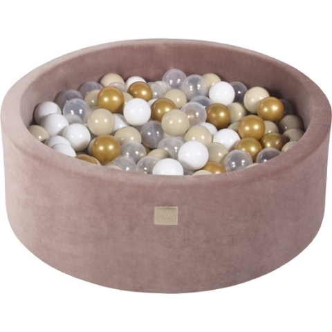 Ballenbak VELVET Beige - 90x30 incl. 200 ballen - Goud, Beige, Wit, Transparant