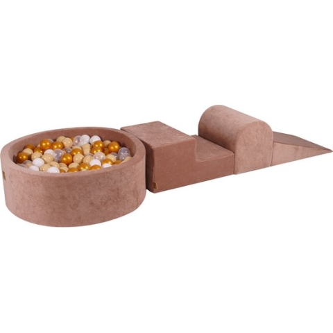 Foam Speelset incl XL Ballenbak 90x30 - Beige - Incl 200 ballen: Goud | Beige | Wit | Transparant