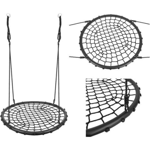 Nestschommel Buitenspeelgoed Ø 100 CM - Schommelzitjes - Slinger Schommel - Nest Schommel voor Buiten - Ronde Schommel - kinderschommel - Tuinschommel voor Kinderen en Volwassenen 120kg Max Belasting - Vanaf 3 jaar - Zwart