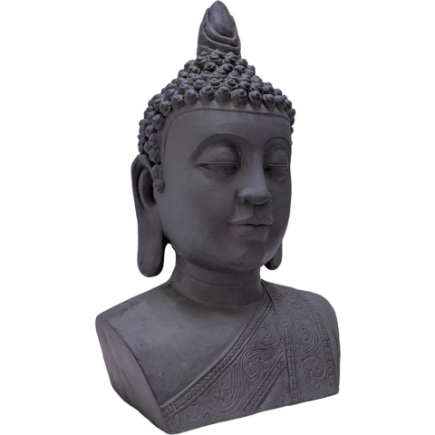 Thais Boeddha Hoofd 46 cm - Boeddhahoofd donkergrijs | Inspiring Minds