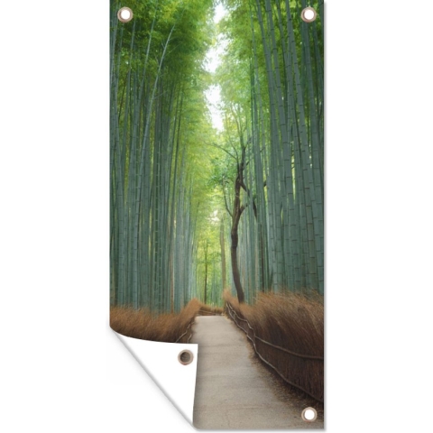 GreatGardenPosters - Tuinposter bos - Bamboe - Tuin - Pad - 100x200 cm - Tuindoek - Muurdecoratie - Wanddecoratie