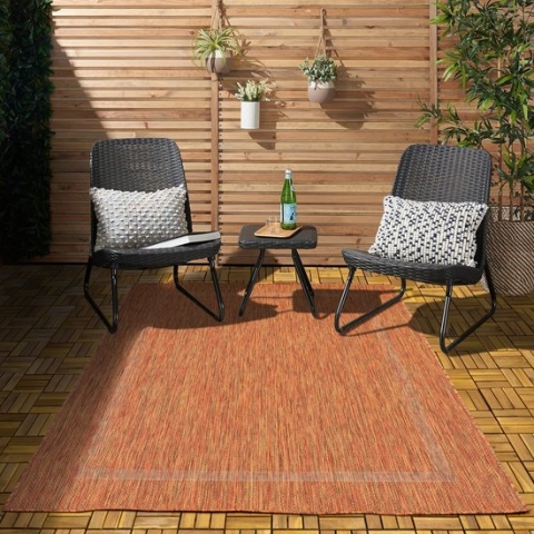 Flycarpets Capri Buitentapijt - Buitenkleed - Vloerkleed Voor Binnen & Buiten - Weer en UV bestendig - Perfect voor Balkon, Terras en Serre - Terra - 80x250 cm