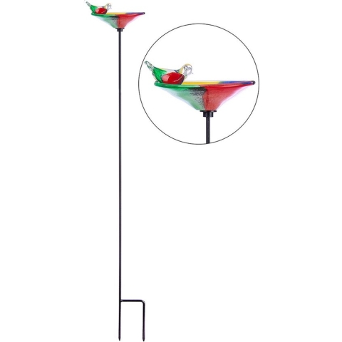 Tuinsteker vogeldrinkbakje glas multi color - 108x18 - handwerk