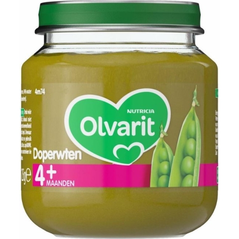 Olvarit - Groentehapje - Doperwten - 4+ maanden - 125 gr